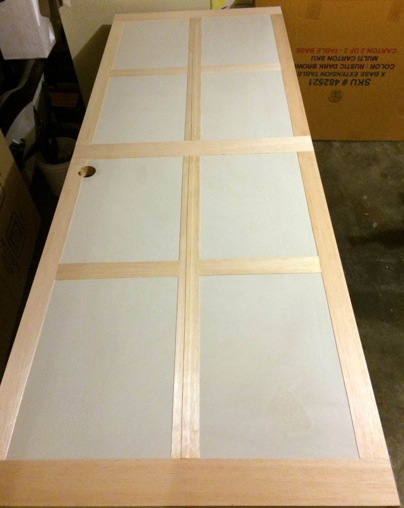 balsa strips glued to flat panel door