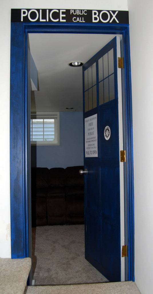 TARDIS door opened with media room inside