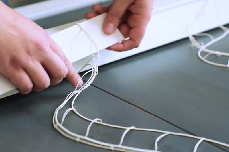 restringing the painted blinds