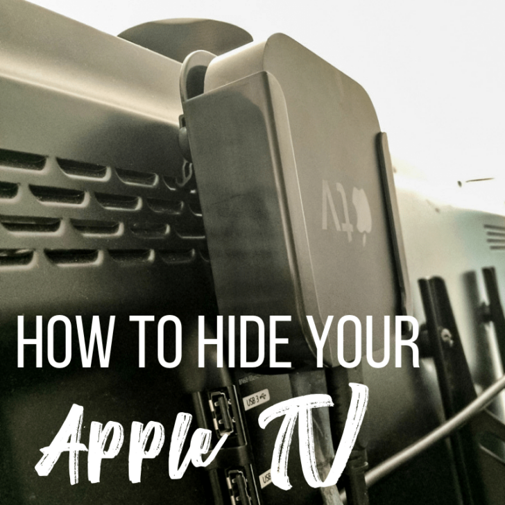 Apple TV bracket hidden behind flat screen tv
