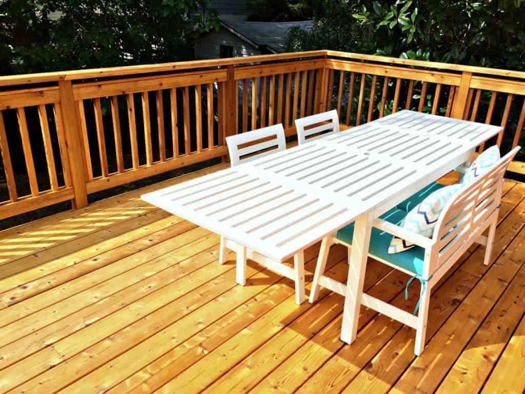 deck after using deck cleaner and stain