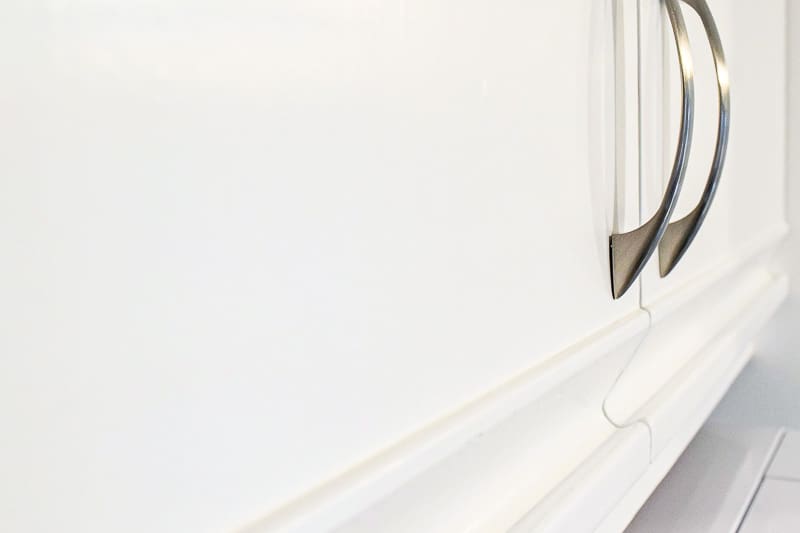white painted laminate cabinet doors