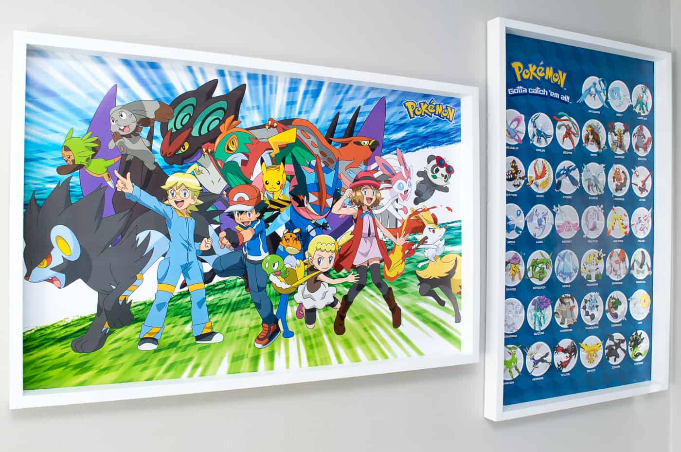 two framed Pokemon posters