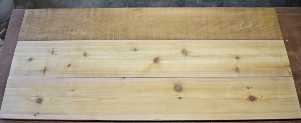 Line up the cedar boards so that the edges line up straight - www.thehandymansdaughter.com