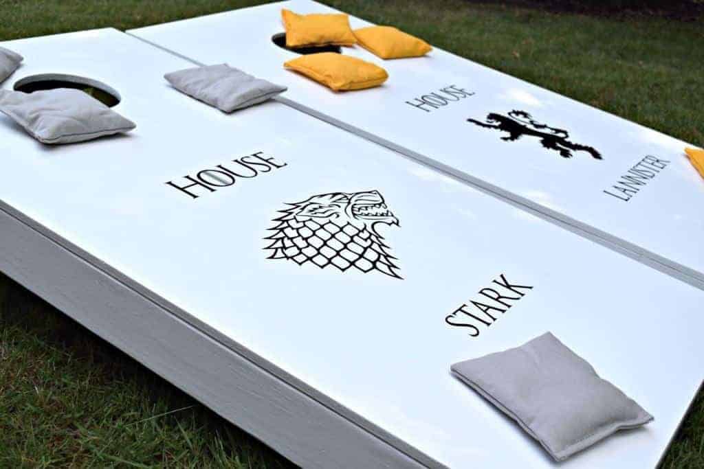  DIY cornhole boards with decals