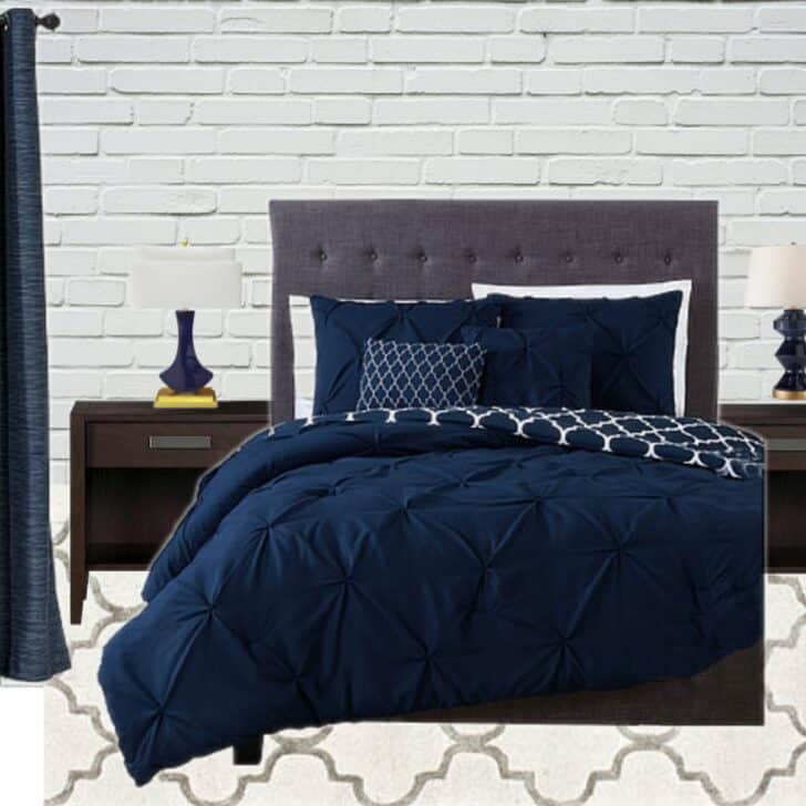 navy blue and gray bedroom inspiration