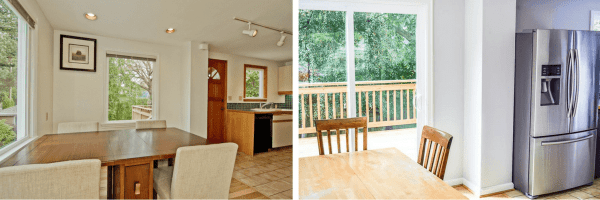 Moving the deck door to the dining room instantly made more space in the kitchen.