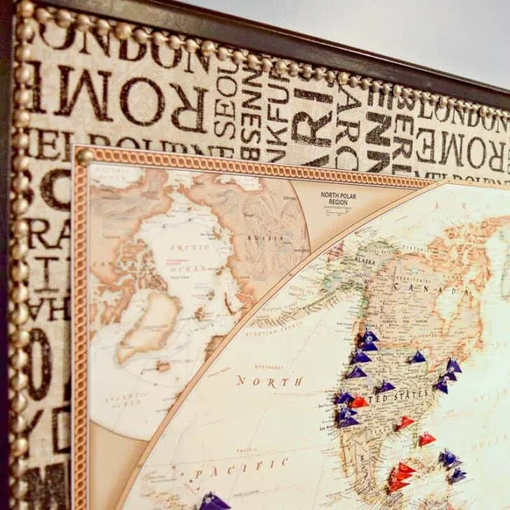 DIY push pin travel map square image