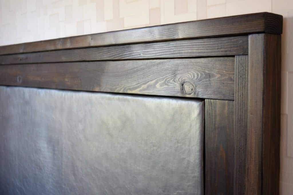 Diy Upholstered Leather Headboard The Handyman S Daughter Diy Upholstered Leather Headboard With Stacked Wood Trim Full Tutorial At Thehandymansdaughter