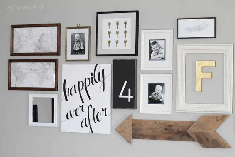 gallery wall with DIY arrow decor