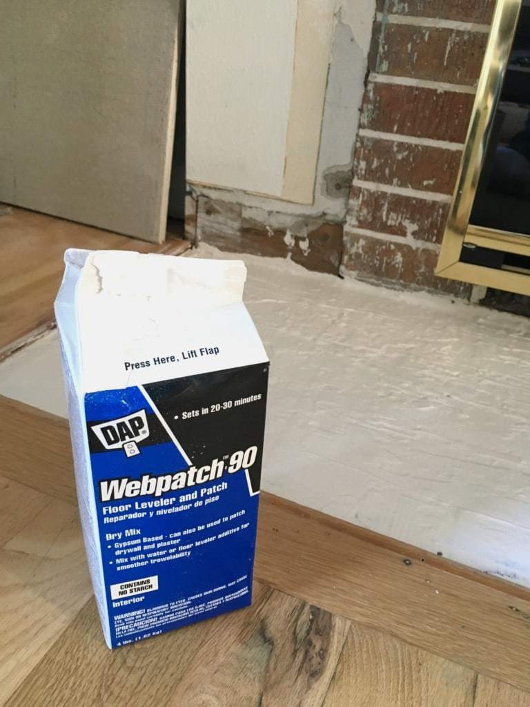 floor leveler in fireplace hearth area