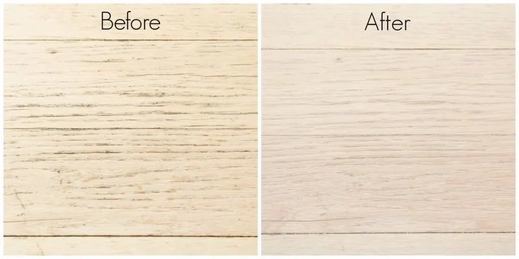 before and after cleaning hardwood floor with Bona PowerPlus