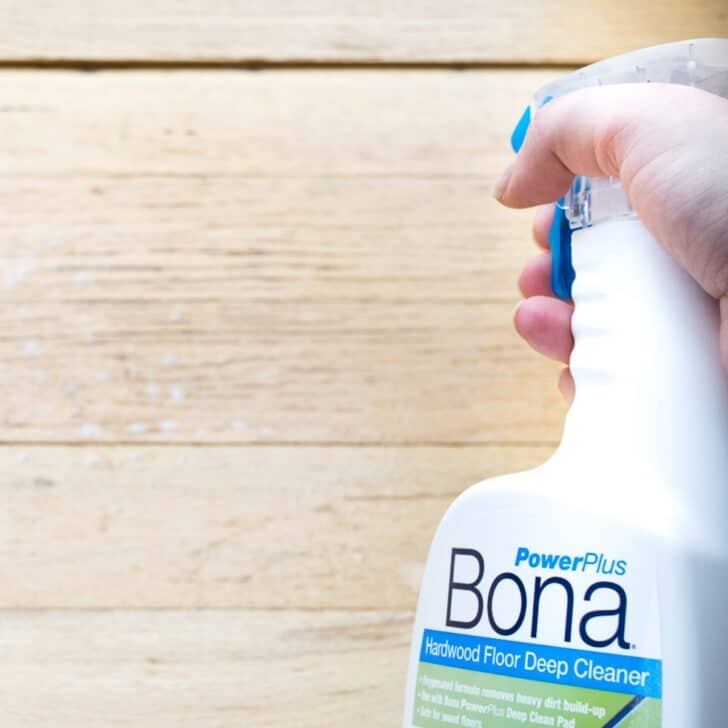 cleaning hardwood floors with Bona PowerPlus