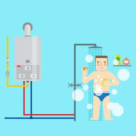 infographic of how a tankless hot water heater works