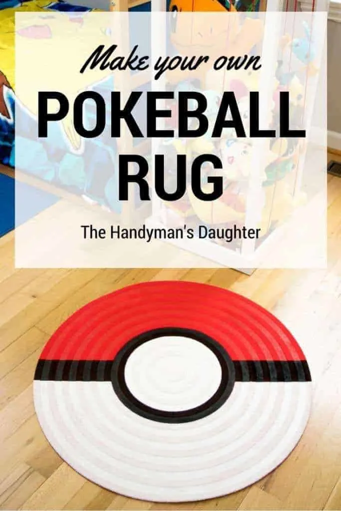 painted pokeball area rug