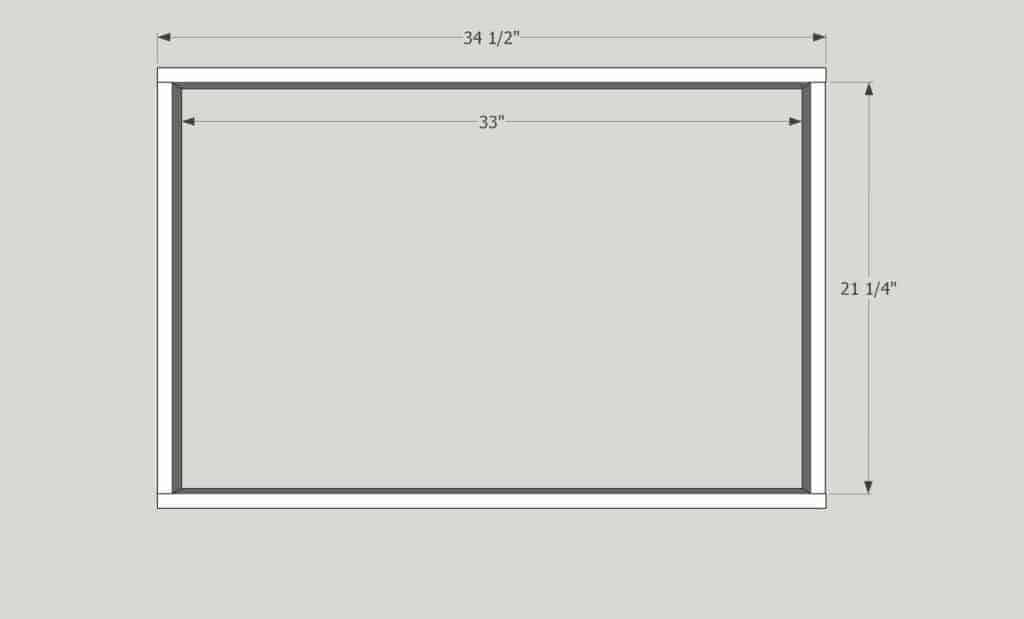 3D model of poster frame with dimensions