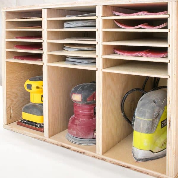 sander and sandpaper storage