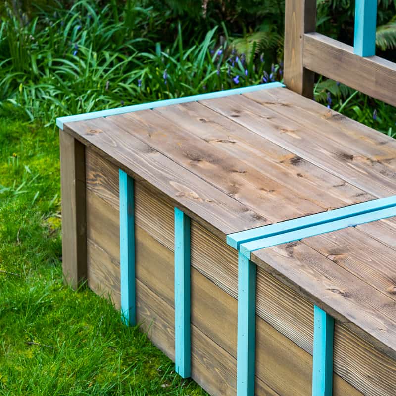 storage bench lid with decorative trim
