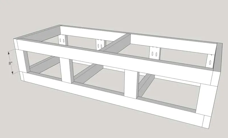 3D model of outdoor storage bench frame