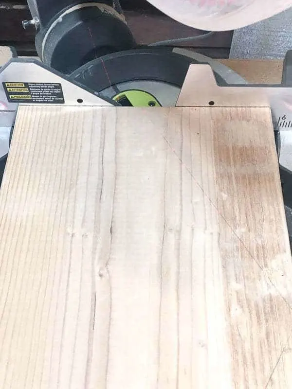 wood board on miter saw