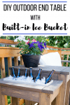 DIY outdoor end table with built in ice bucket