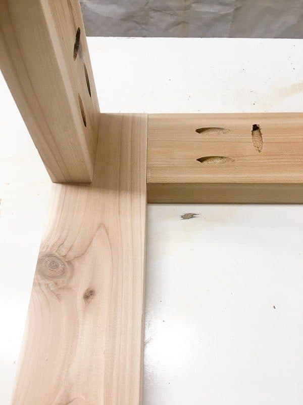 Add the cross supports for your DIY end table frame.