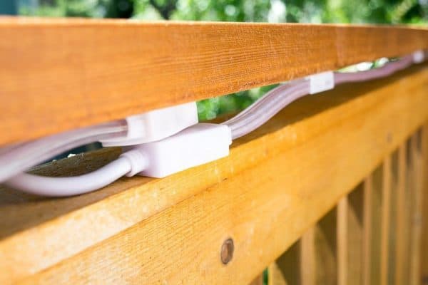 power bricks for outdoor rope lights under deck railing