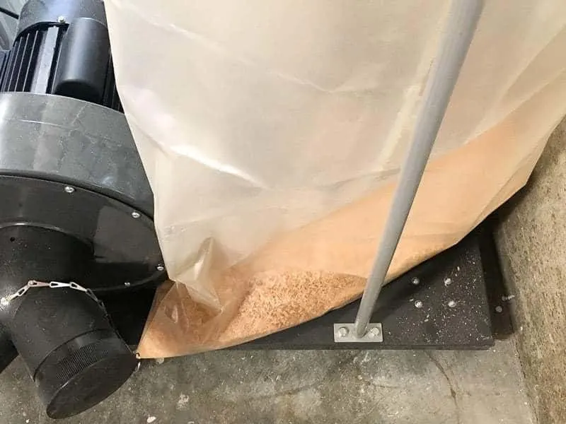 dust collector bag with sawdust