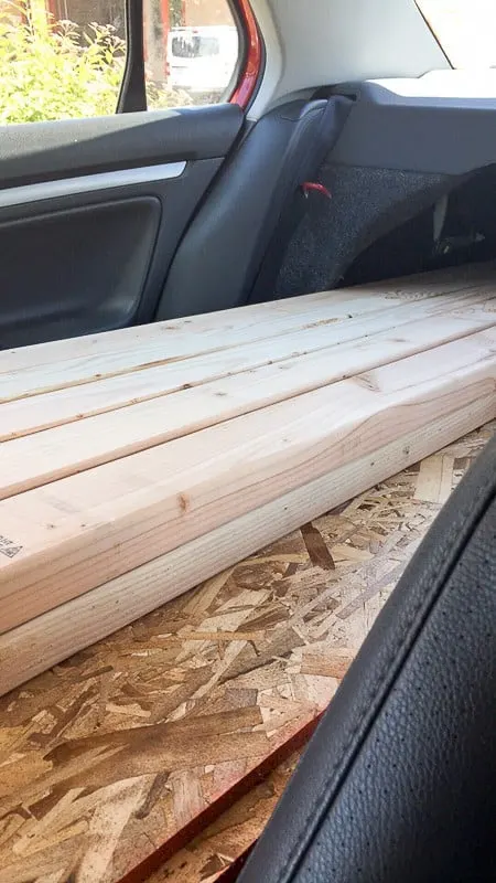 transporting materials for shed shelving