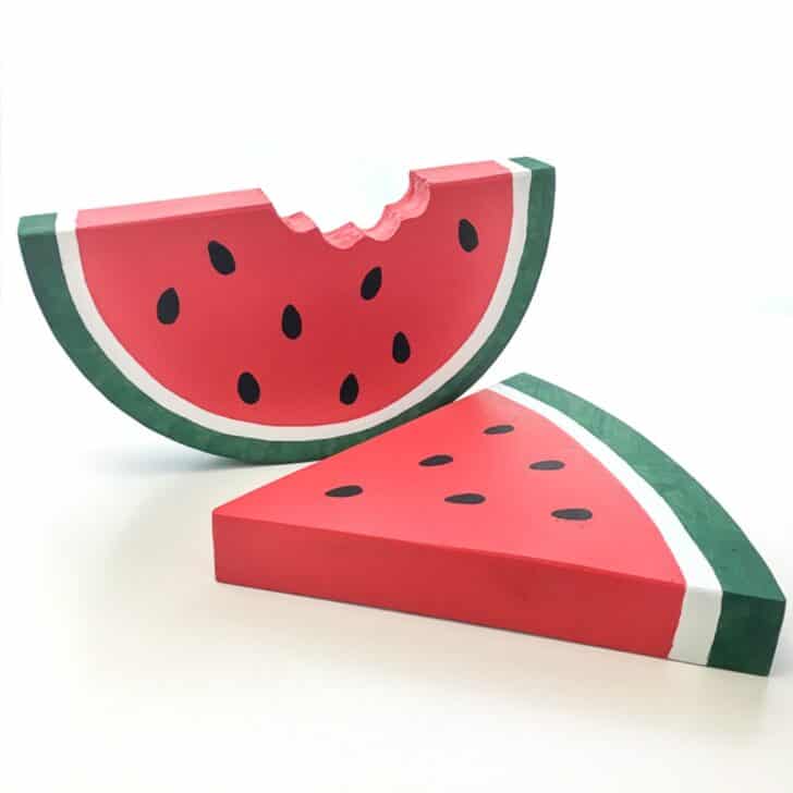 DIY wooden watermelon slice decorations