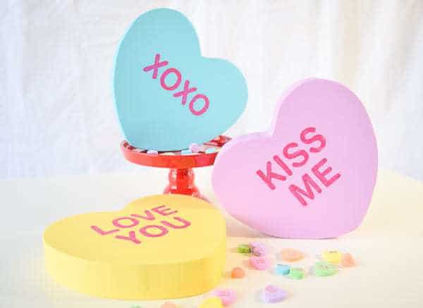 giant wooden Conversation hearts