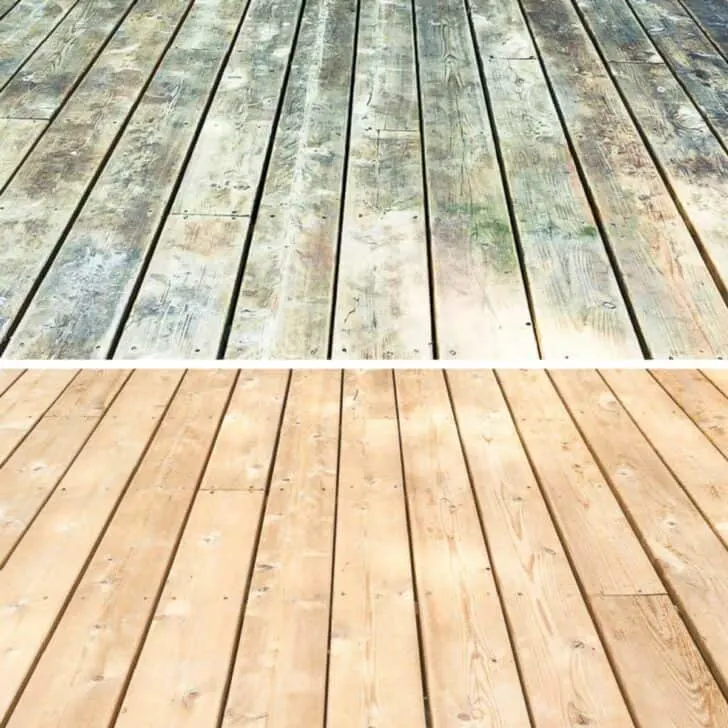 deck before and after cleaning and brightening