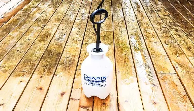 deck cleaner in garden spray bottle