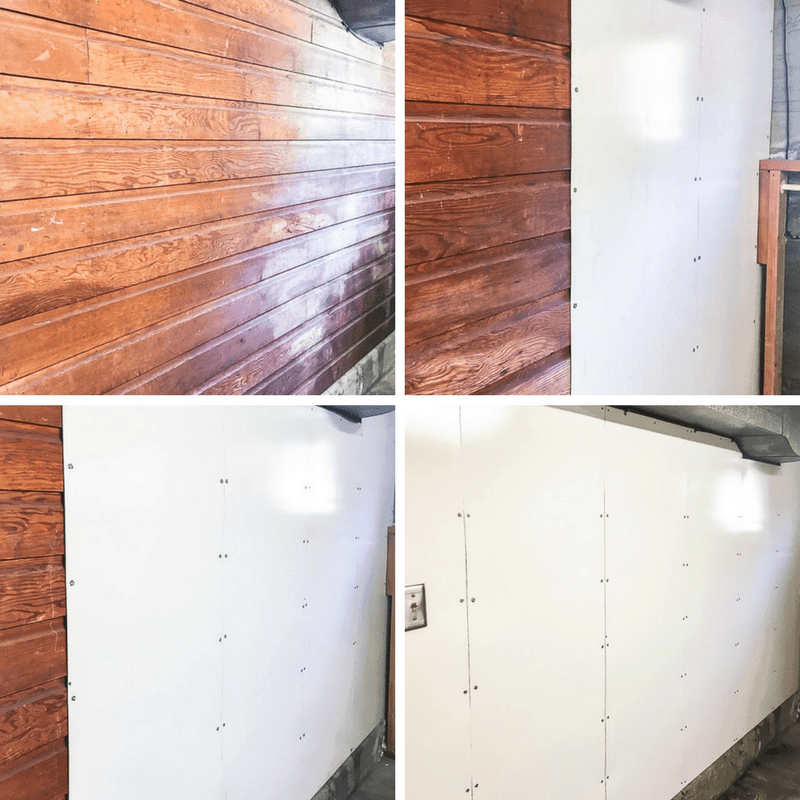 step by step photos of whiteboard paneling being installed