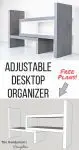 Gray and white wooden desktop organizer with 3D model image
