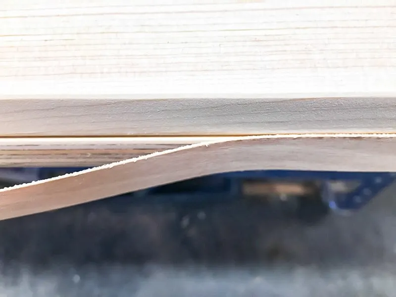 edge banding covering up plywood edges of DIY barn door