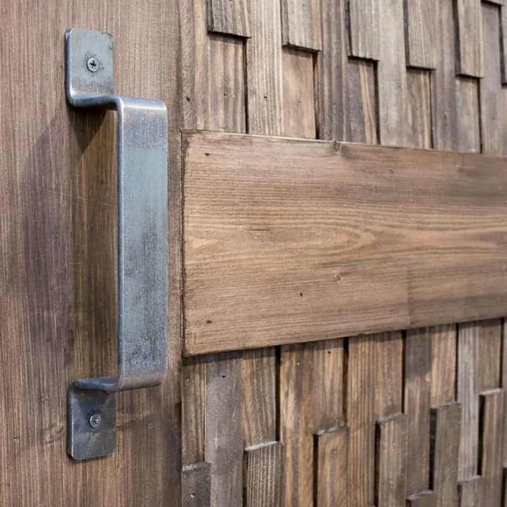 DIY barn door with metal pull handle