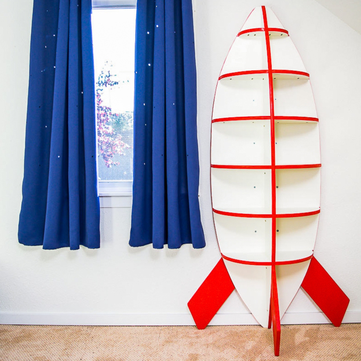 DIY Rocket Bookshelf for Space Themed Bedroom - The Handyman's Daughter