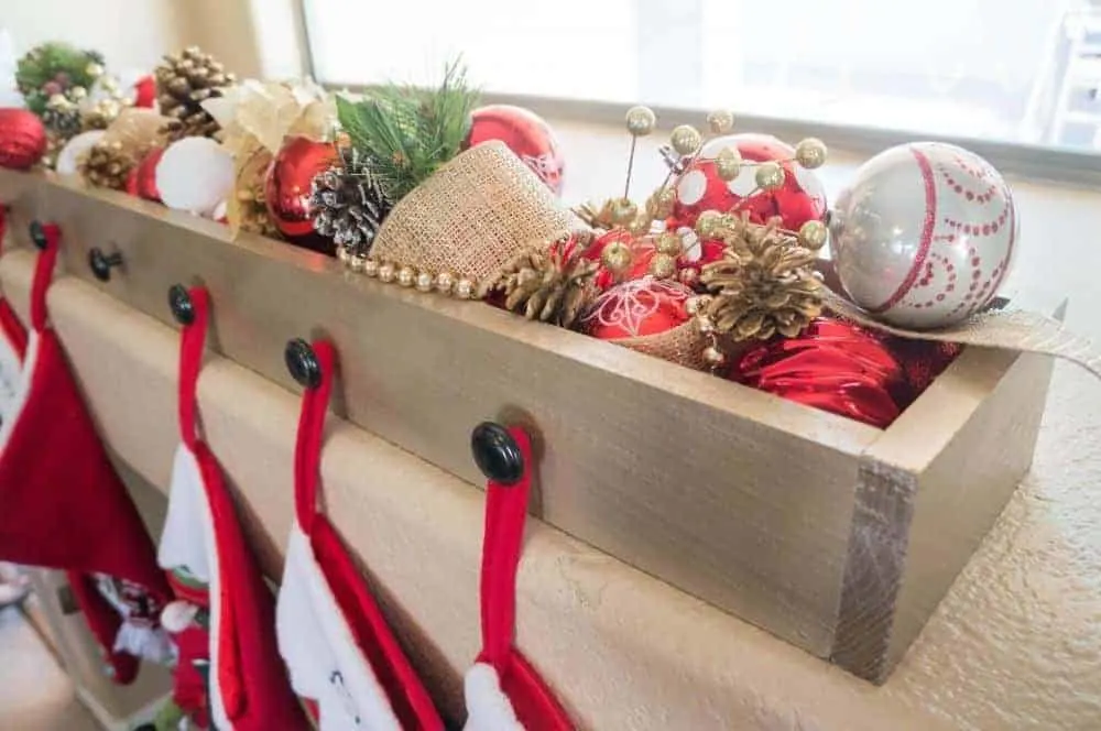 stocking holder box on windowsill