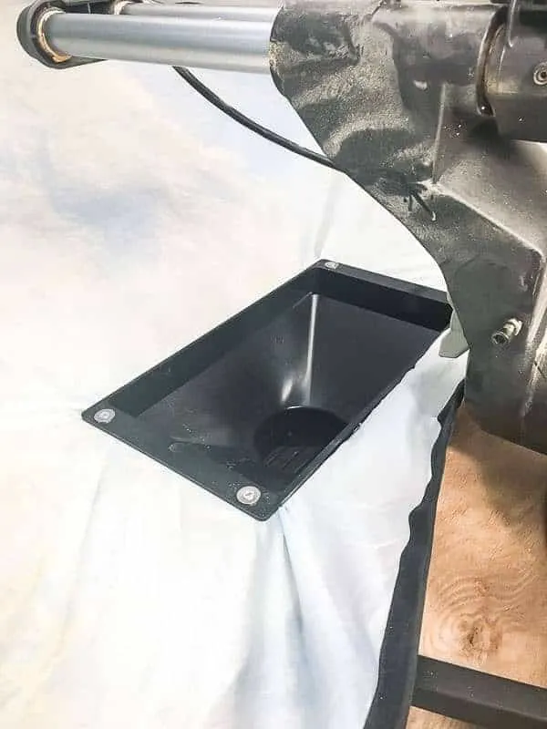dust funnel attached to miter saw dust hood