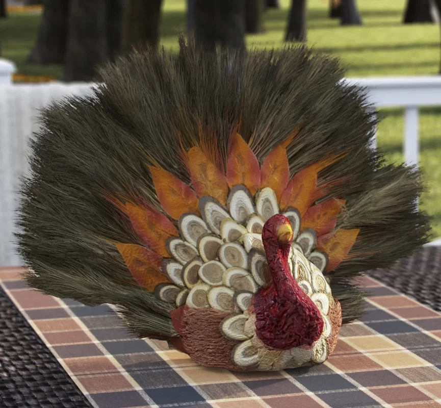 This turkey centerpiece sits like a proud peacock in the center of your Thanksgiving table setting!