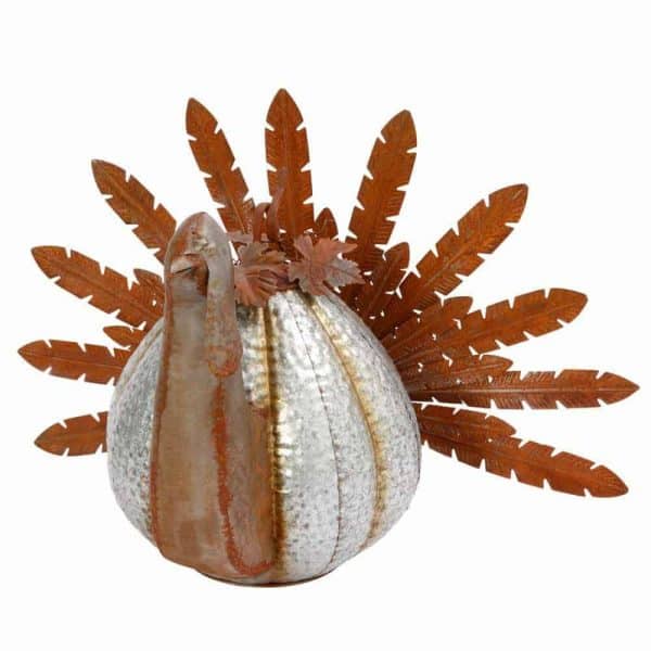 Add the shine of galvanized metal to your Thanksgiving table with this adorable turkey centerpiece!