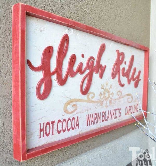 The first project in our DIY Christmas series is this Sleigh Rides sign by Her Tool Belt!