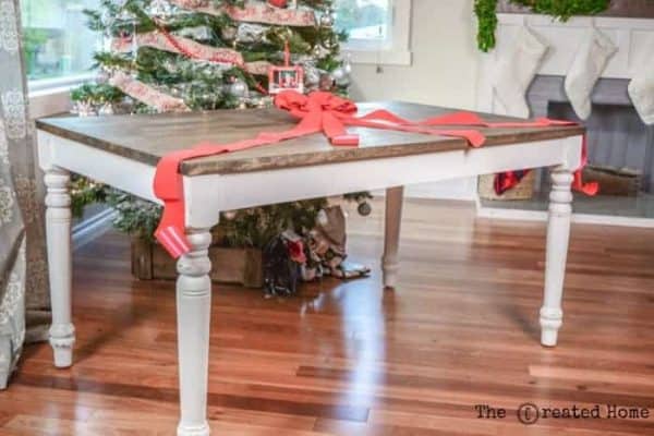 On the 10th day of a DIY Christmas, The Created Home gave this wood table a makeover!