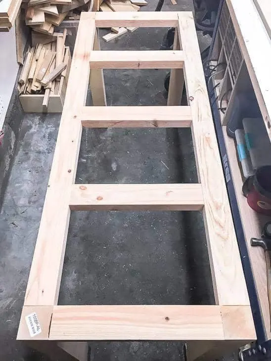 Create the frame for the wood and metal desk.