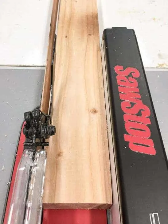 Trim ¼" off each side of the 2x4s to create 3" wide boards.