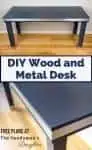 Combine the sleek look of brushed aluminum with the sophistication of deep navy blue to create this amazing DIY wood and metal desk! Get the free woodworking plans and step-by-step tutorial at The Handyman's Daughter. | modern desk | mixed materials desk | modern industrial | office ideas | home office ideas | stainless steel desk | #woodworkingplans | #woodworker | #woodworking | #diyproject | #desk