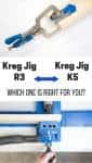 So many woodworking plans call for a Kreg Jig, but which one should you get? I'll show you how to use a Kreg Jig, whether it's the inexpensive R3 or the fancy K5, so you can see which one is right for you! | Kreg Jig models | How to Use a Kreg Jig R3 | How to Use a Kreg Jig K5 | how to drill a pocket hole