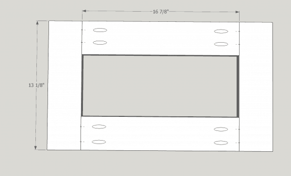 diagram of end table top with hole for planter box