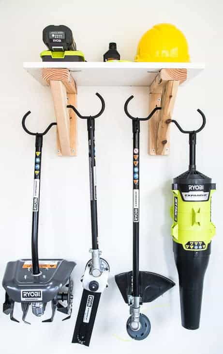 This garden tool storage rack gives your tools plenty of space while getting them off the floor!
